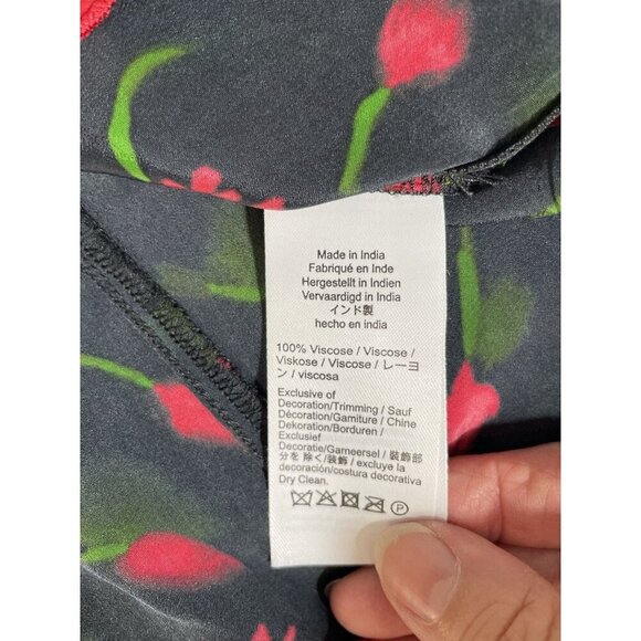 J Crew Ruffle-Collar Mini Dress in Painted Daisy Print Black and Red Sz 10 - Picture 4 of 8